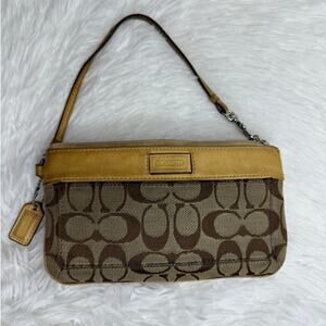 COACH y2k Tan Signature Brown Wristlet